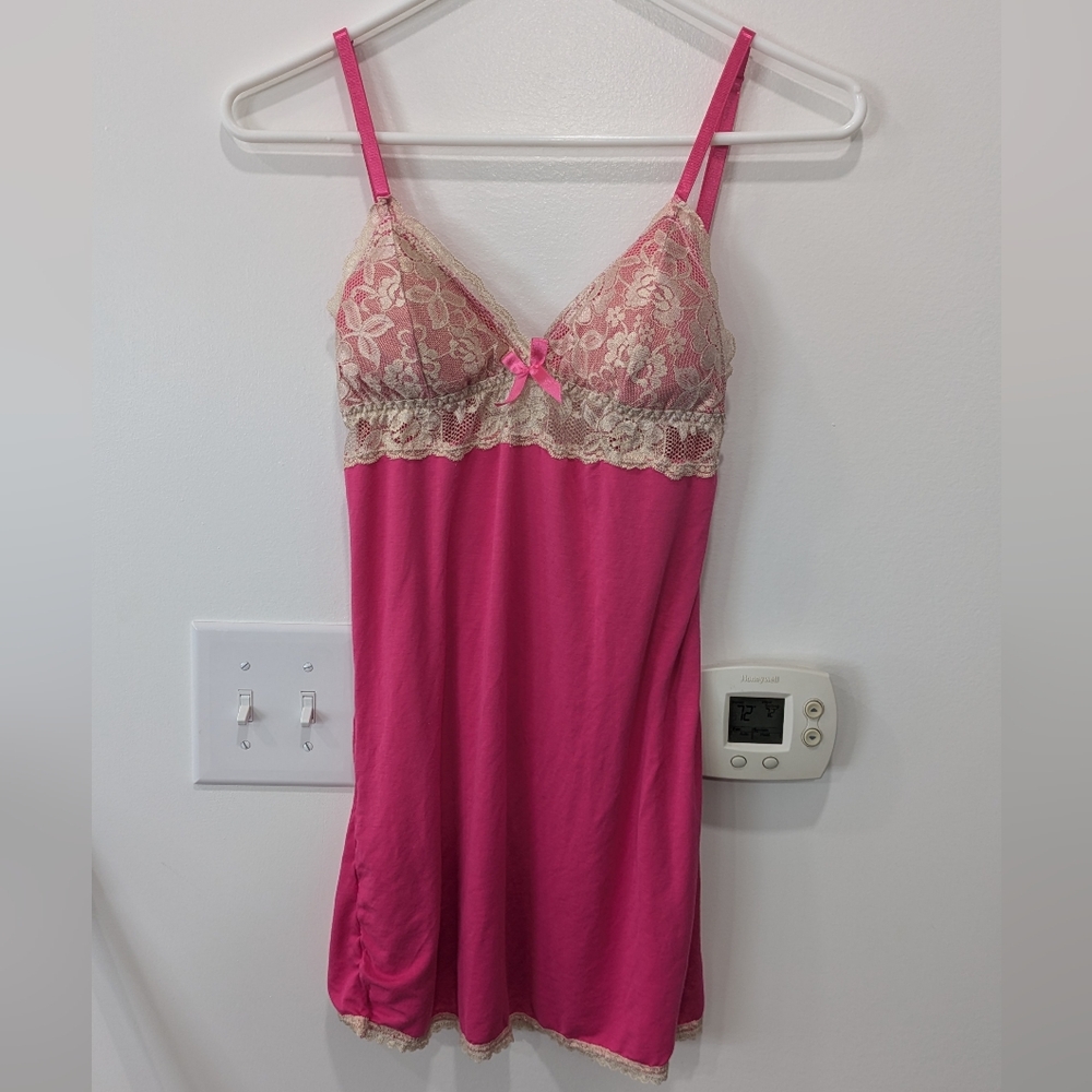 Native Intimates Pink and Cream Lace Baby Doll Chemise